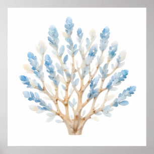 Poster Coral de Cor da Água Azul e Branca - Enfermeiro Co