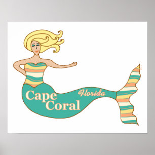 Póster Coral do cabo, sereia de FL