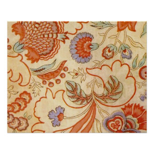 Póster Coral Orange Floral Chintz Paisley