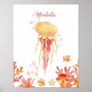 Poster Coral Reef Dreams Jellyfish personalizável