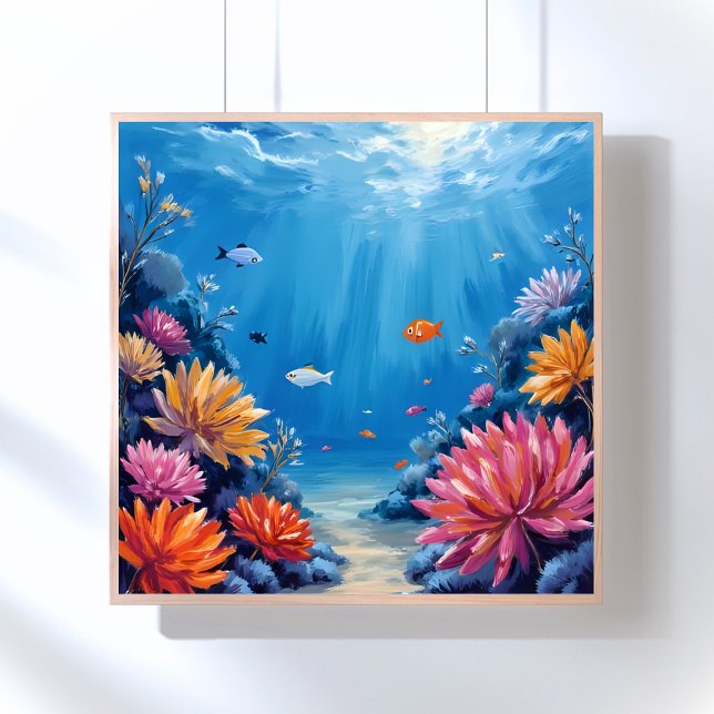 Poster Coral Reef Under the Sea Ocean Painting (Criador carregado)