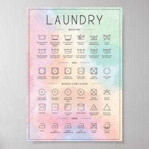 Poster Corante arco-íris guia da lavanderia