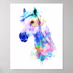Poster Corante d'água de cavalos, pintura de cavalos, Im