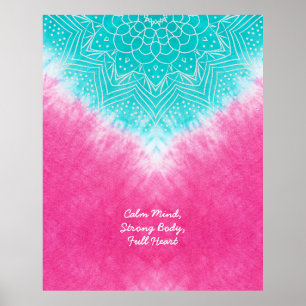 Poster Corante rosa e azul colado com modo Mandala