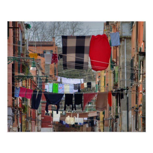 Póster Cordas de Roupas em Veneza Itália (Frente)