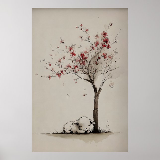 Poster Cordeiro uma Árvore Florindo Arte Imprimível, Mini (Frente)
