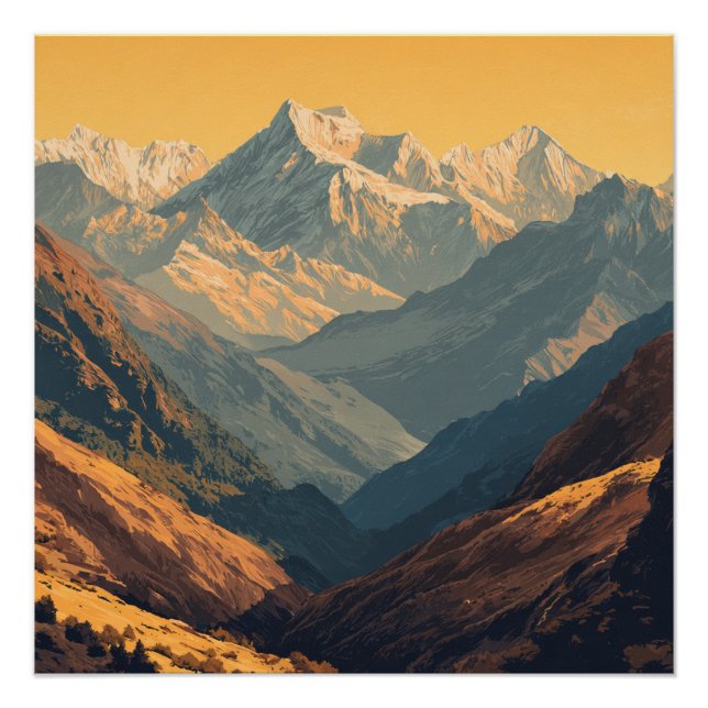 Póster Cordilheira Annapurna Nepal Vintage  (Frente)
