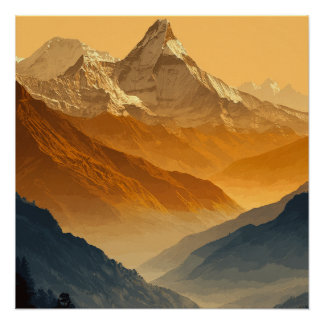 Póster Cordilheira Nevada Annapurna Nepal