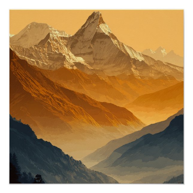 Póster Cordilheira Nevada Annapurna Nepal  (Frente)