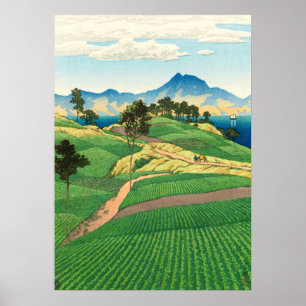 Poster Cordilheira Onsen Vista de Amakusa Kawase Hasui 19
