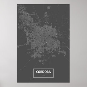 Póster Córdoba, Argentina (branco no preto)