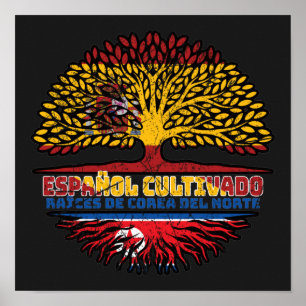 Poster Coreia do Norte Espanha Coreana Raízes de Árvore E