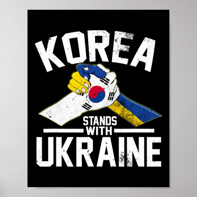 Poster Coreia Fica Com a Ucrânia Bandeira Ucraniana Corea (Frente)