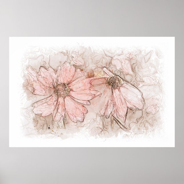 Poster Coreopsis Floral Watercolor ID712 (Frente)