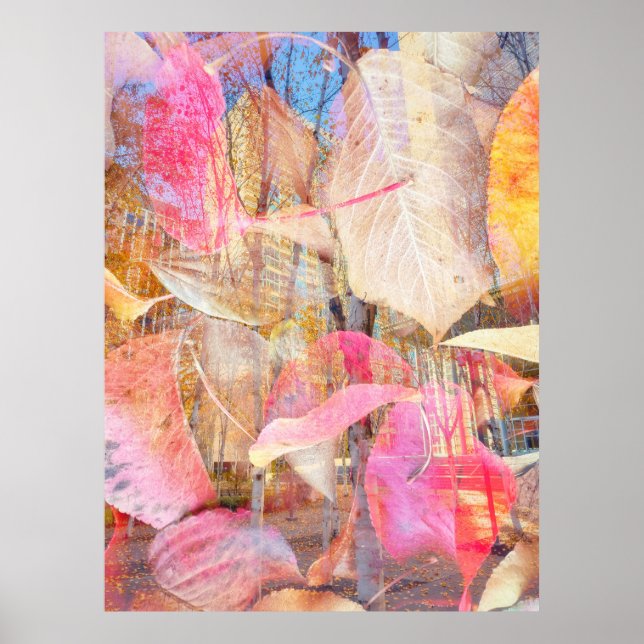 Poster Cores Abstratas das Folhas de Outono (Frente)