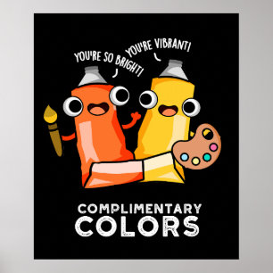 Poster Cores Completantes Tinta Engraçada Tinta Escura BG