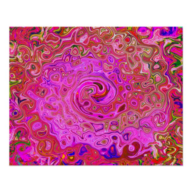 Póster Cores cor-de-rosa-quente marmoreadas Abstrato Rote (Frente)