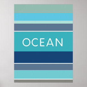 Poster Cores da Arte Abstrato moderna das Ondas do Oceano