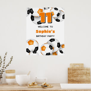 Poster cores da equipe laranja preto festa de aniversário