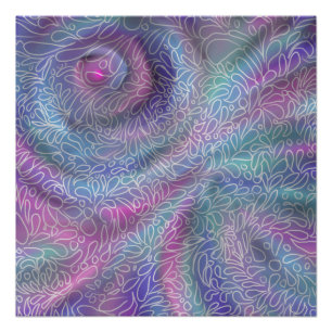 Póster Cores da sereia metalérgica com abstrato paisleys