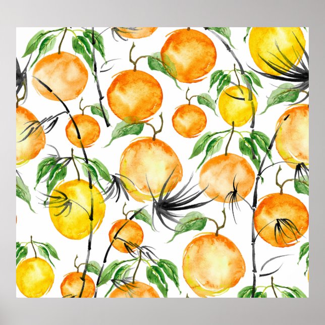 Poster Cores d'água de bambu: padrão sem costura da selva (Frente)