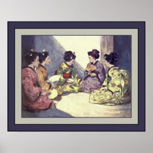 Poster Cores d'água do Japão ~ "Borboletas" ~ 1901 ~