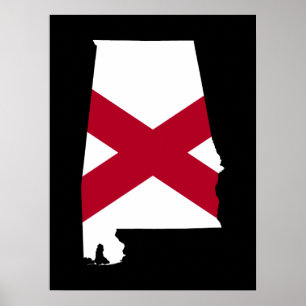 Póster Cores de Bandeira do Alabama