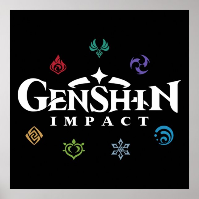 Poster Cores de Elementos de Impacto de Genshin (Frente)