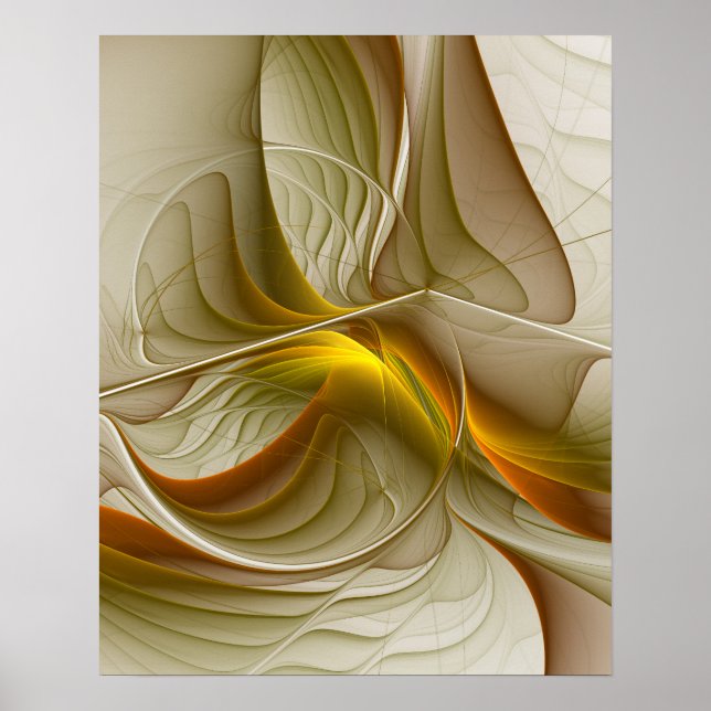 Poster Cores de Metais Preciosos, Arte Abstrata Fractal (Frente)