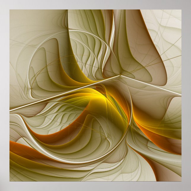 Poster Cores de Metais Preciosos, Arte Abstrata Fractal (Frente)