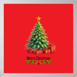 Poster Cores de Natal, Árvore de Natal Decorada,