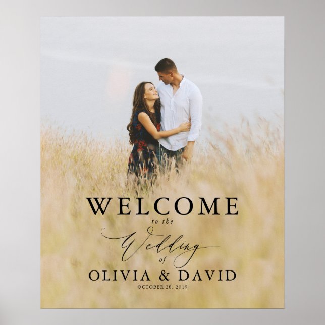 Poster Cores de texto editáveis moderno cartão de boas-vi (Frente)