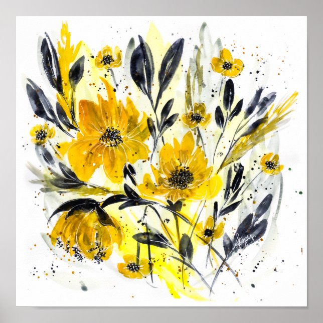 Poster Cores do Ano Moderno da Aquarela Floral (Frente)