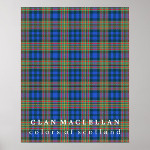 Póster Cores do Clan MacLellan Tartan Escocês