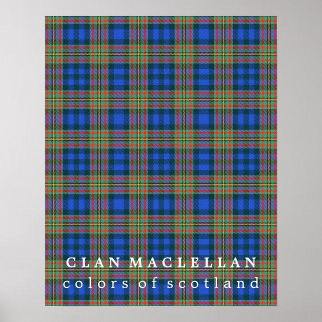 Póster Cores do Clan MacLellan Tartan Escocês (Frente)