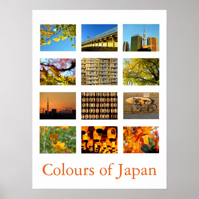 Poster Cores do Japão (amarelo/laranja) (Frente)