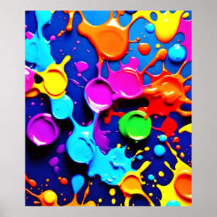 Poster Cores Neon Explosivas em Abstrato