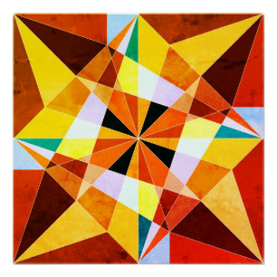 Póster Cores Quentes Formas Geométricas Angulares Frias