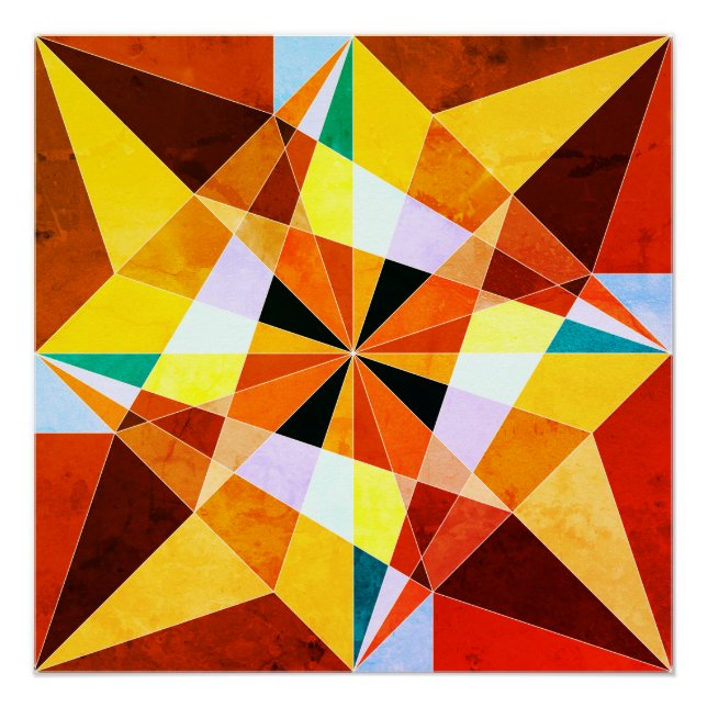Póster Cores Quentes Formas Geométricas Angulares Frias (Frente)