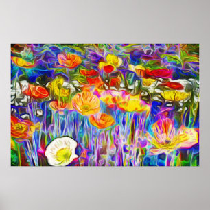 Póster Cores Vibrantes Arte de Campo Poppy