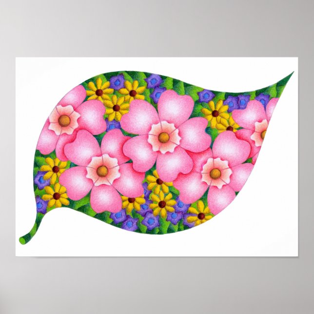 Poster Cores vibrantes de flores. (Frente)