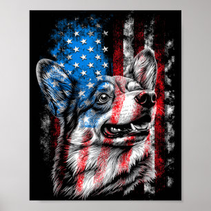 Poster Corgi 4 de Julho Amante de Cães Homens Mulheres Am