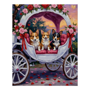 Póster Corgi Cachorro Dia dos Namorados