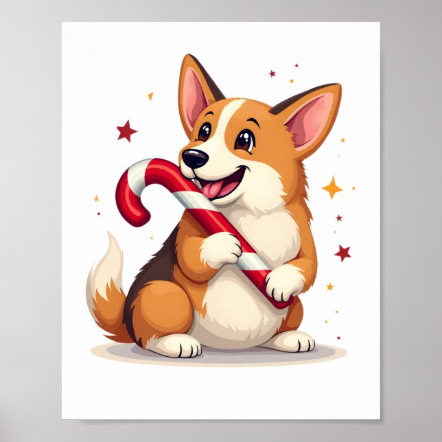 Poster Corgi Candy Cane Joy (Frente)