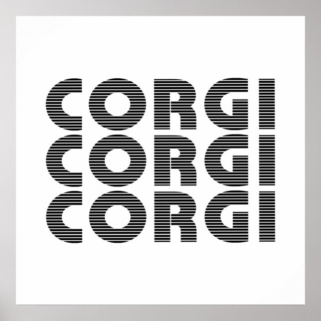 Poster Corgi - Cão - Texto Preto Moderno (Frente)