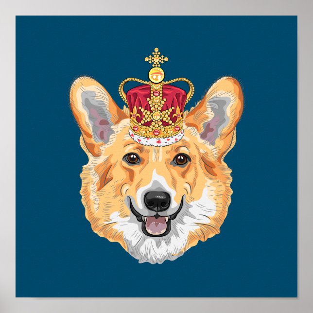 Poster Corgi com uma Coroa (Frente)
