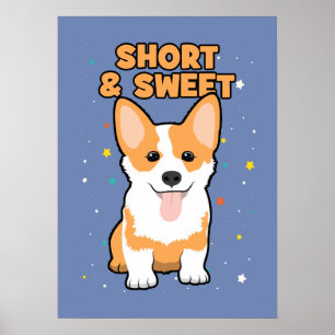 Póster Corgi - Curta e Doce, Cartoon de Cachorro Bonito,