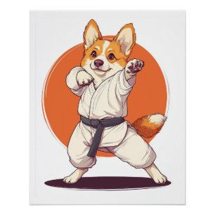 Póster Corgi de Karatê � Cão de Artes Marciais