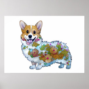 Poster Corgi de laranja-branca para um humor positivo