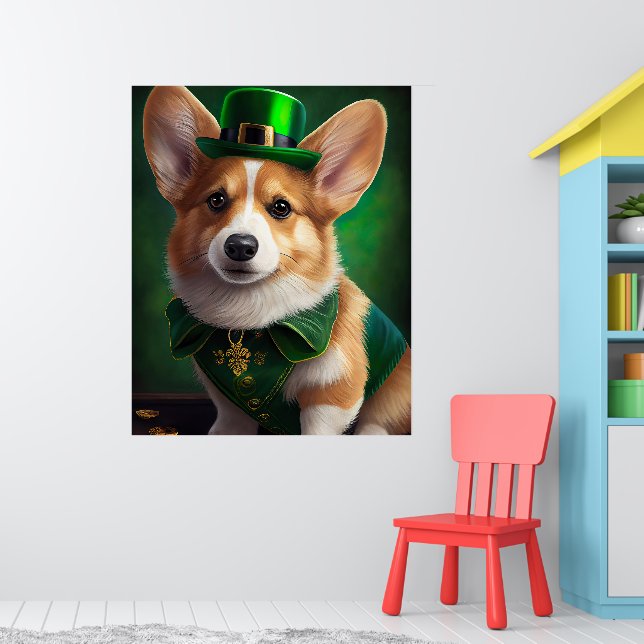 Poster Corgi de vestido de dia de São Patrício (Berçário 1)